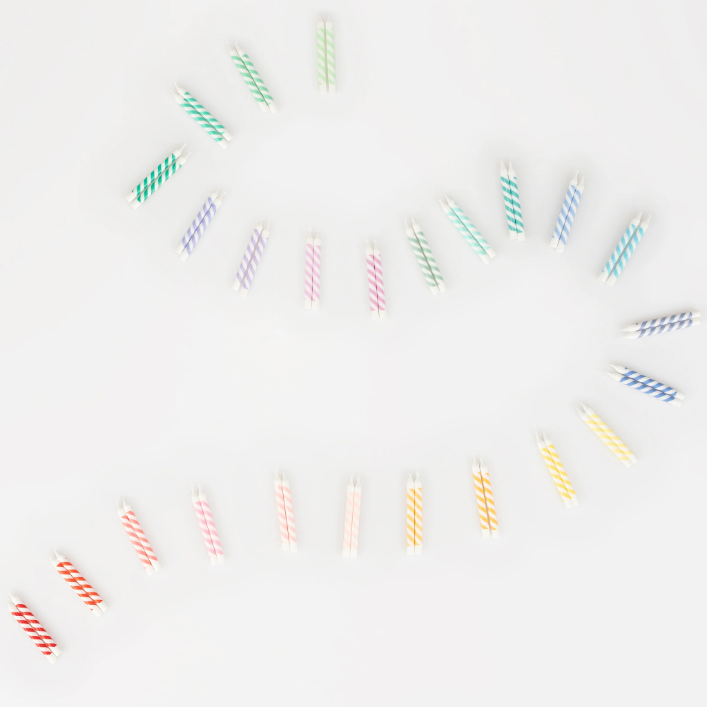Meri Meri Rainbow Striped Mini Candles (x 50)
