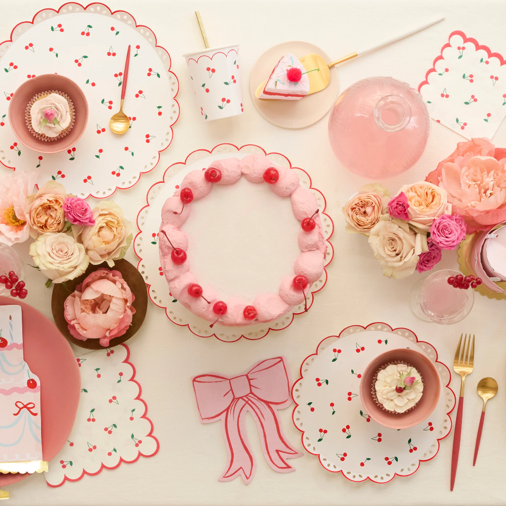 Meri Meri Cherry Pattern Dinner Plates (x 8)