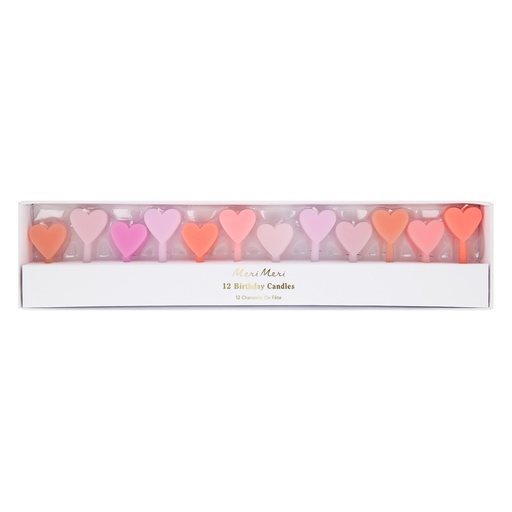 [287052] Meri Meri Pink Heart Candles (x 12)