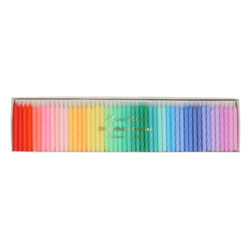 [271246] Meri Meri Rainbow Twisted Mini Candles (x 50)
