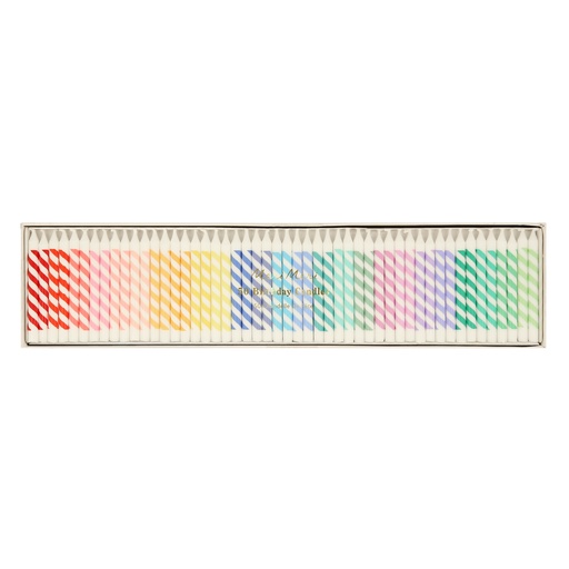 [271372] Meri Meri Rainbow Striped Mini Candles (x 50)