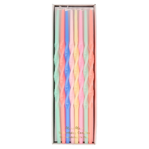 [222462] Meri Meri Mixed Twisted Long Candles (x 16)