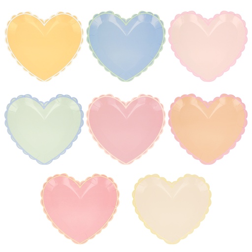 [273542] Meri Meri Pastel Heart Large Plates (x 8)